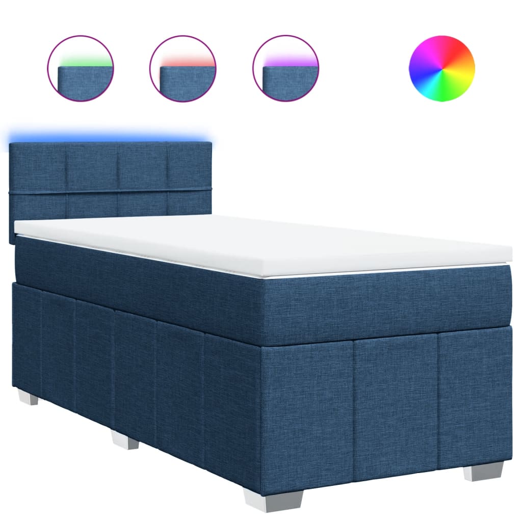Thumbnail - vidaXL Boxspringbett mit Matratze Blau 90x200 cm Stoff