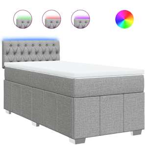 Box spring postel s matrací světle šedá 90x200 cm textil - obrázek 2