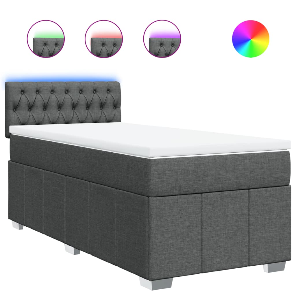 vidaXL Boxspring met matras stof donkergrijs 90x200 cm grijs, foto 3