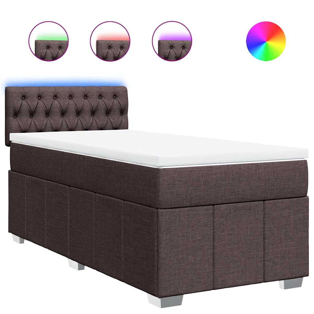 vidaXL Box spring postel s matrací tmavě hnědá 90x200 cm textil