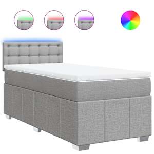 Box spring postel s matrací světle šedá 90x200 cm textil - obrázek 2