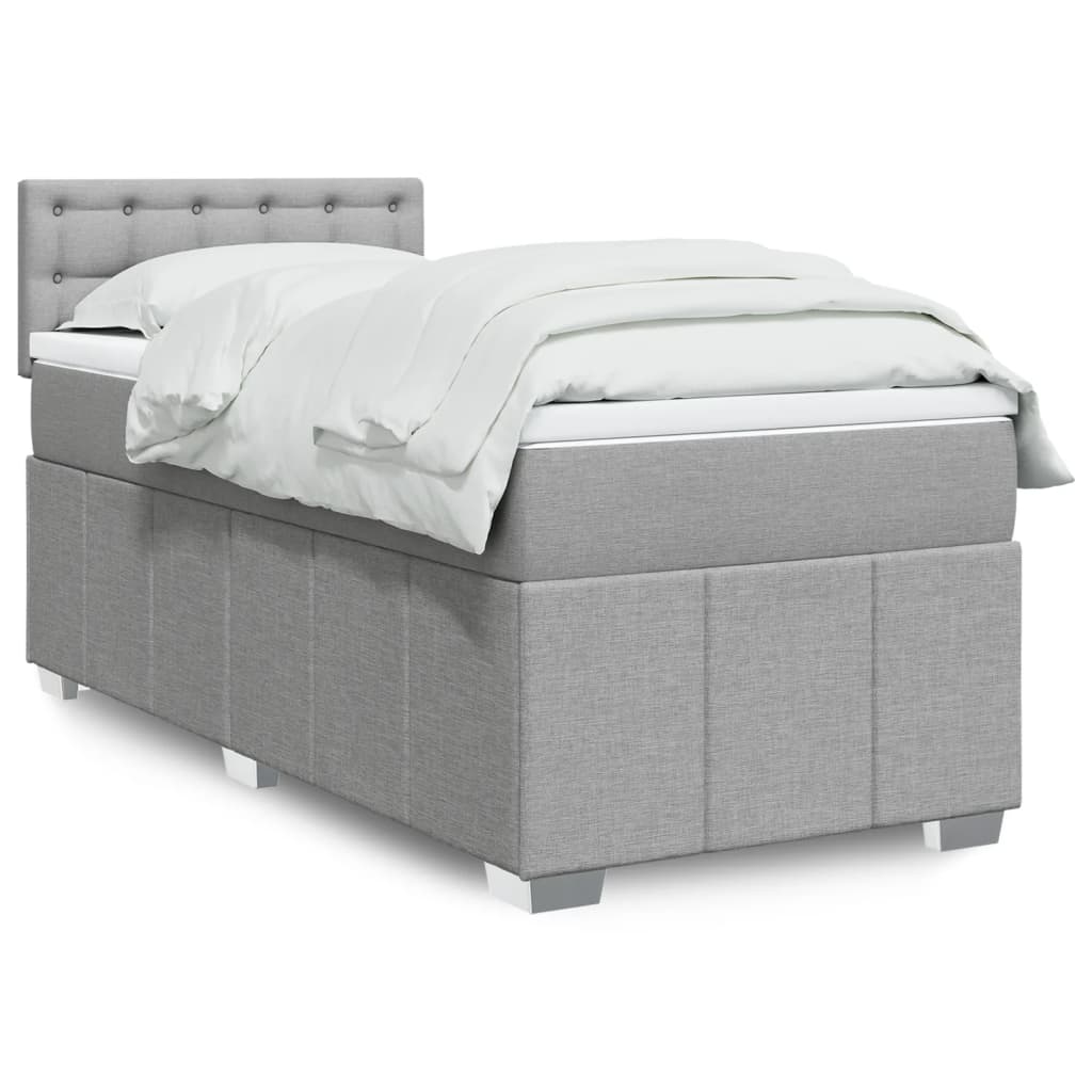 vidaXL Boxspringbett mit Matratze Hellgrau 90x200 cm Stoff