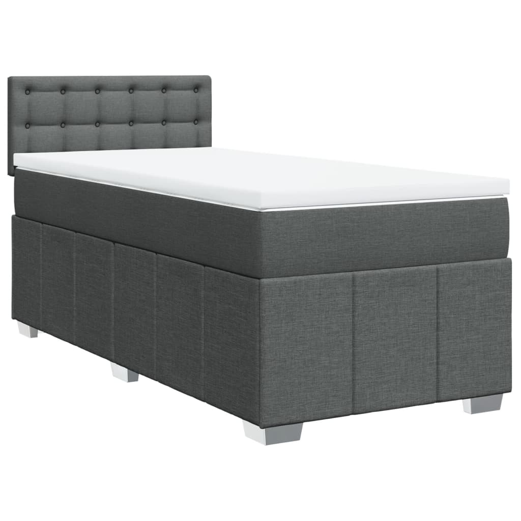 vidaXL Boxspring met matras stof donkergrijs 90x200 cm afbeelding