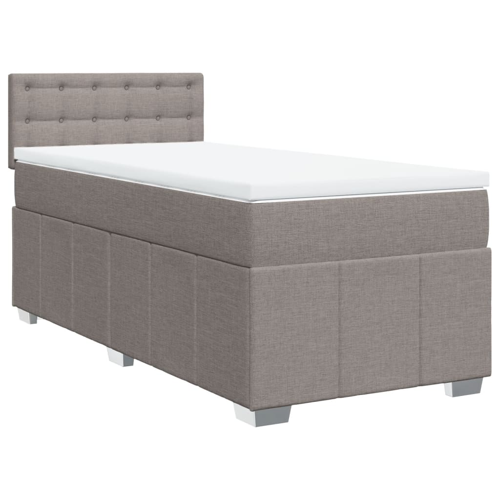 vidaXL Boxspring met matras stof taupe 90x200 cm afbeelding