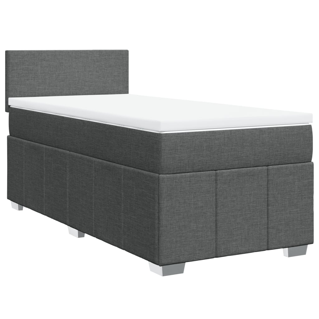 vidaXL Boxspring met matras stof donkergrijs 100x200 cm afbeelding