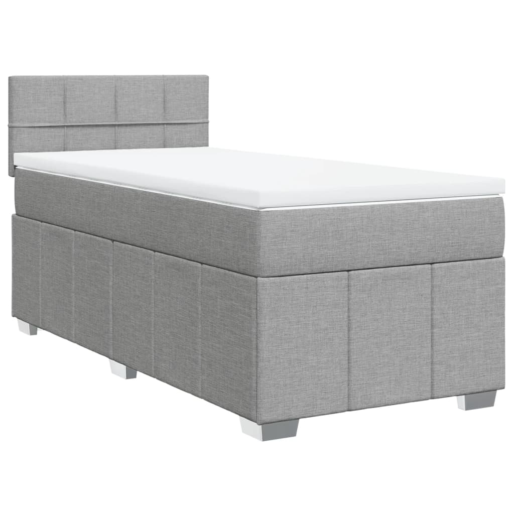 vidaXL Boxspring met matras stof lichtgrijs 100x200 cm afbeelding