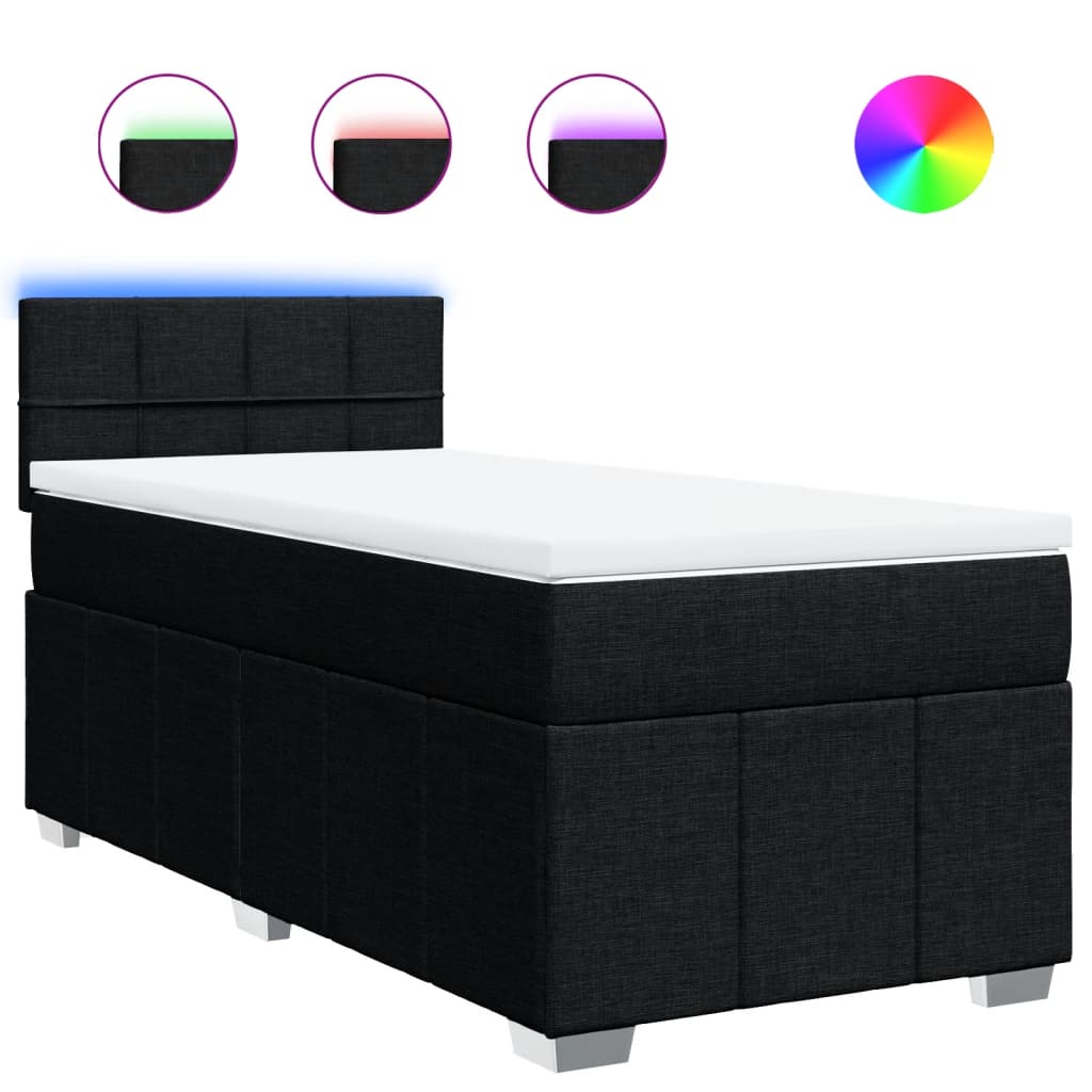 vidaXL Boxspring met matras stof zwart 100x200 cm, foto 3
