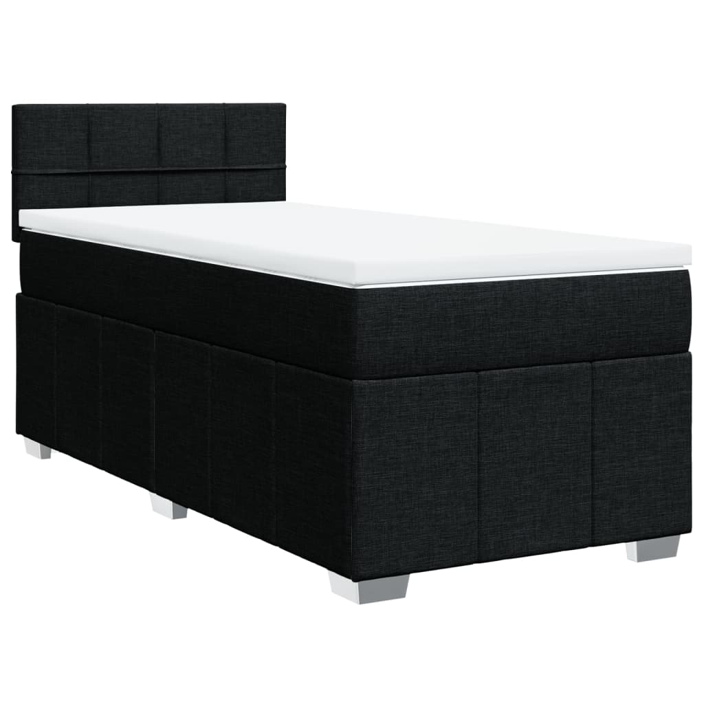 vidaXL Boxspring met matras stof zwart 100x200 cm afbeelding
