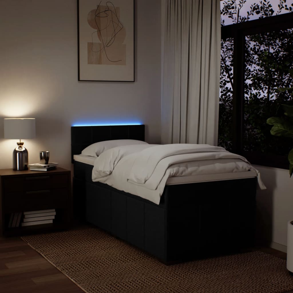 vidaXL Boxspring met matras stof zwart 100x200 cm, foto 4