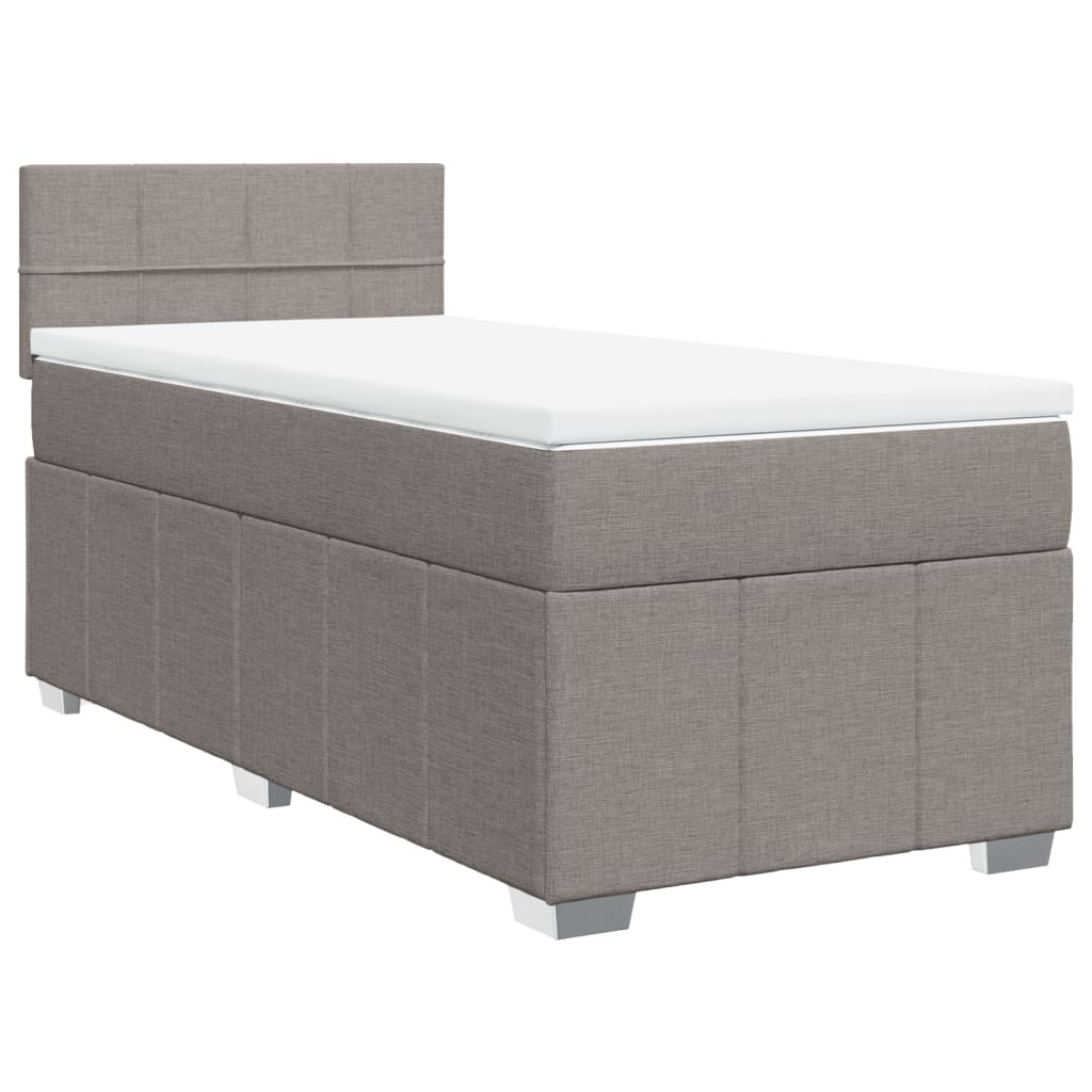 vidaXL Boxspring met matras stof taupe 100x200 cm afbeelding