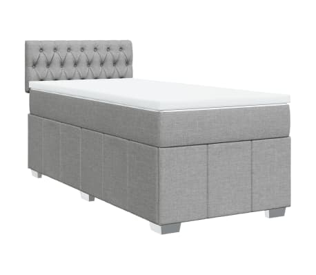 vidaXL Boxspringbett mit Matratze Hellgrau 100x200 cm Stoff