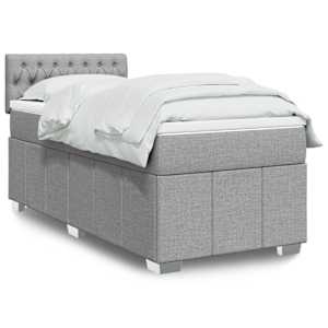 Box spring postelja z vzmetnico svetlo siv 100x200 cm blago