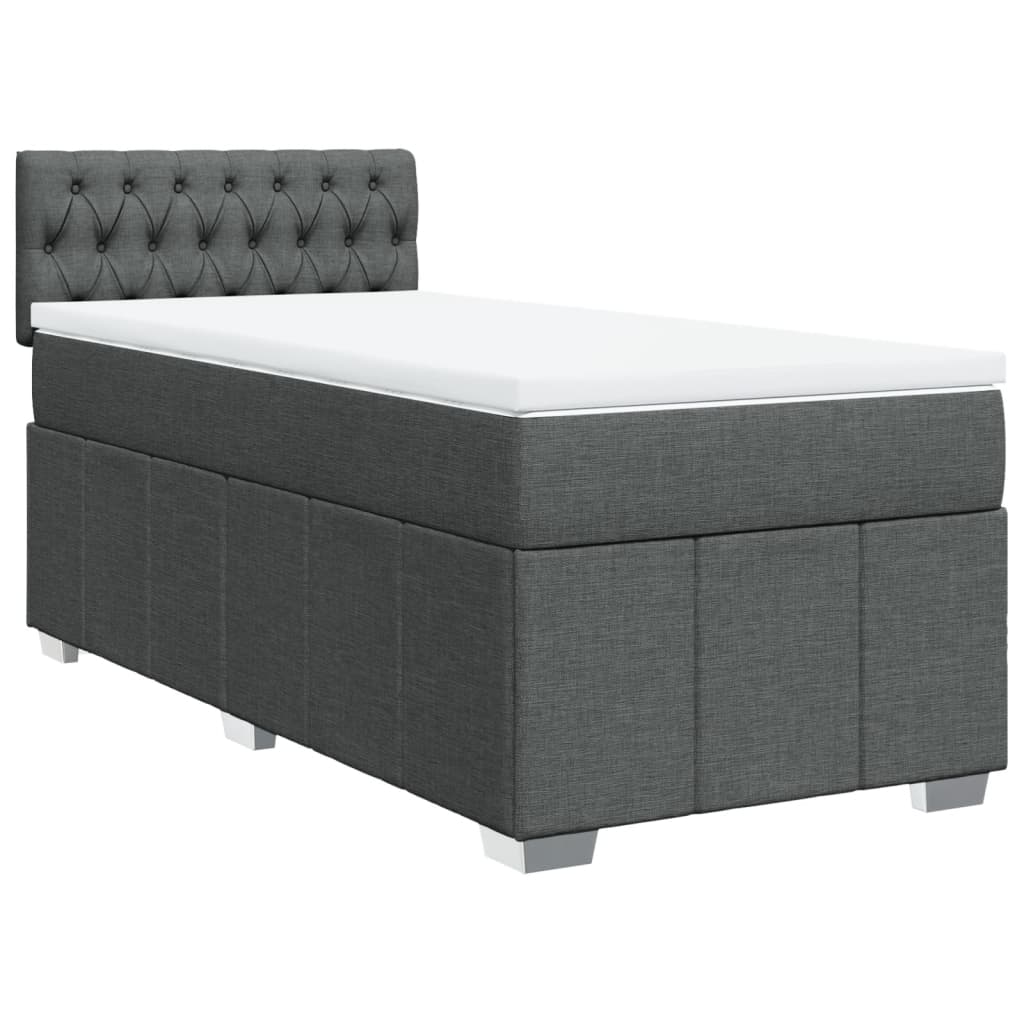 vidaXL Boxspring met matras stof donkergrijs 100x200 cm afbeelding