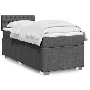 Box spring postel s matrací tmavě šedá 100 x 200 cm textil - obrázek 1