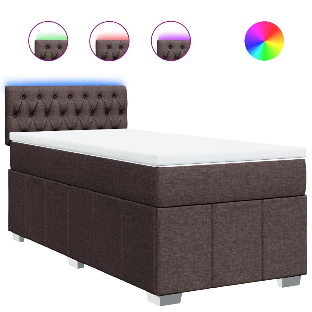 vidaXL Box spring postel s matrací tmavě hnědá 100 x 200 cm textil