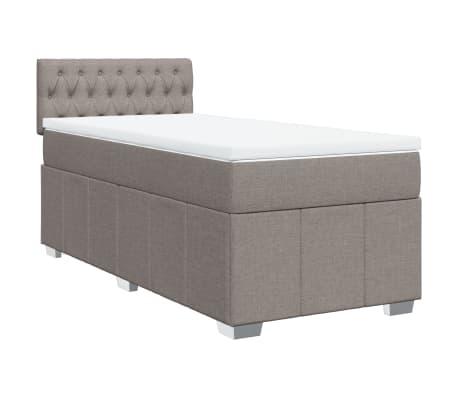 vidaXL Boxspringbett mit Matratze Taupe 100x200 cm Stoff