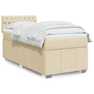 Box spring postel s matrací krémová 100 x 200 cm textil - obrázek 1