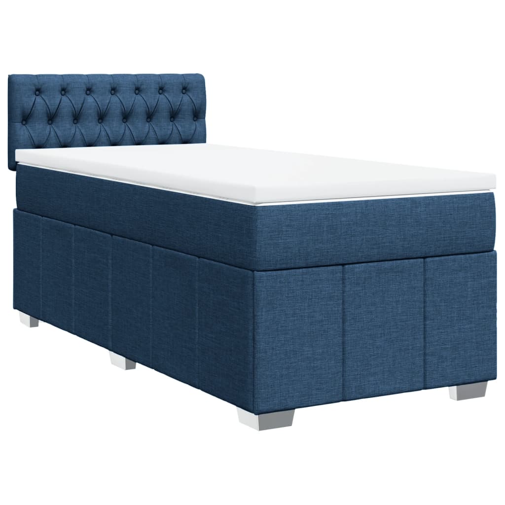 vidaXL Boxspring met matras stof blauw 100x200 cm afbeelding