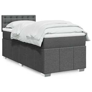 Box spring postel s matrací tmavě šedá 100 x 200 cm textil - obrázek 1