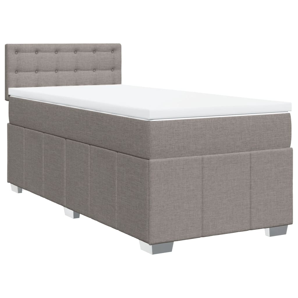 vidaXL Boxspring met matras stof taupe 100x200 cm afbeelding