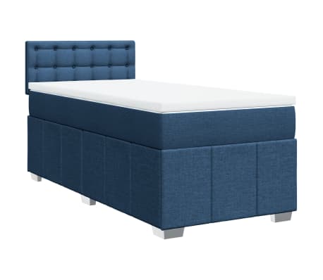 vidaXL Sommier &agrave; lattes de lit avec matelas Bleu 100x200 cm Tissu