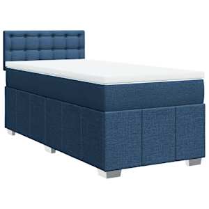vidaXL Sommier &agrave; lattes de lit avec matelas Bleu 100x200 cm Tissu