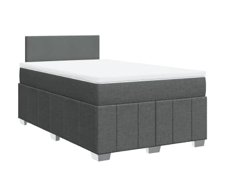 vidaXL Sommier &agrave; lattes de lit avec matelas gris fonc&eacute; 120x190cm tissu