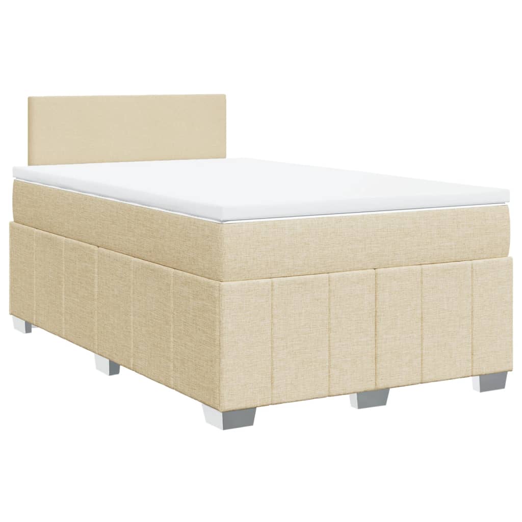 vidaXL Boxspring met matras stof crèmekleurig 120x190 cm afbeelding