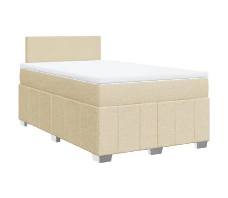 vidaXL Boxspring met matras stof cr&egrave;mekleurig 120x190 cm
