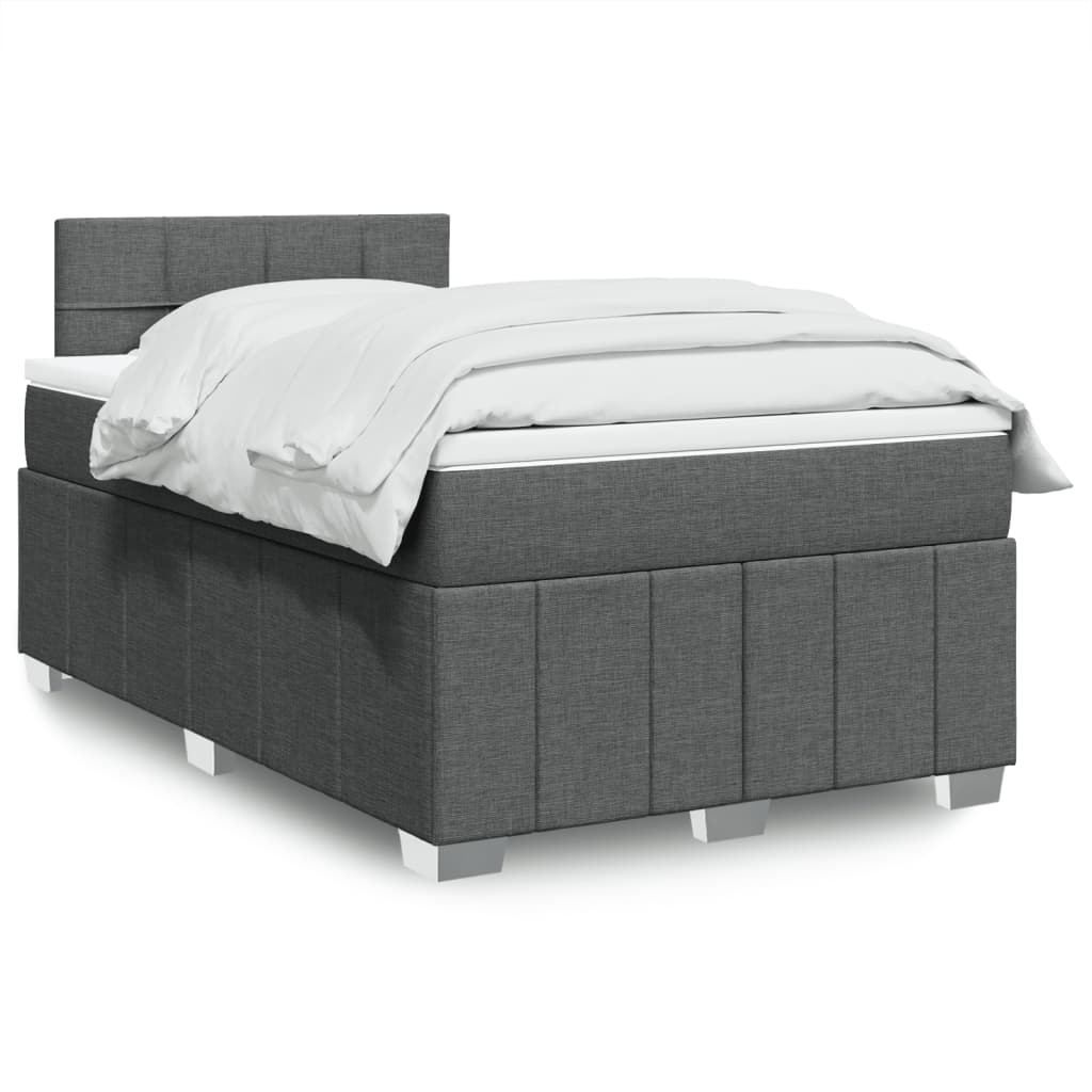 vidaXL Boxspringbett mit Matratze Dunkelgrau 120x190 cm Stoff