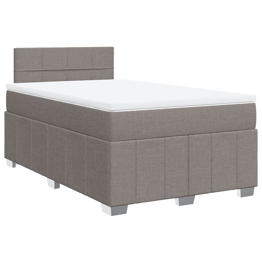 vidaXL Boxspring met matras stof taupe 120x190 cm afbeelding
