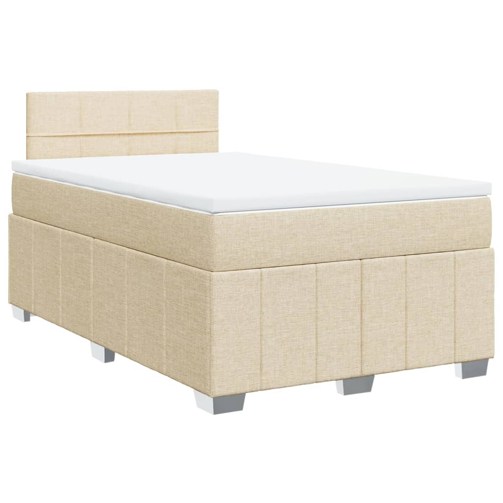 vidaXL Boxspring met matras stof crèmekleurig 120x190 cm afbeelding