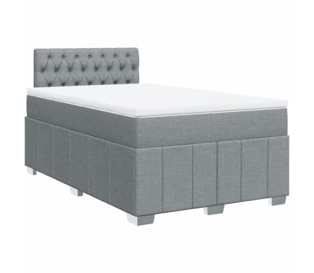vidaXL Sommier &agrave; lattes de lit et matelas gris clair 120x190 cm tissu
