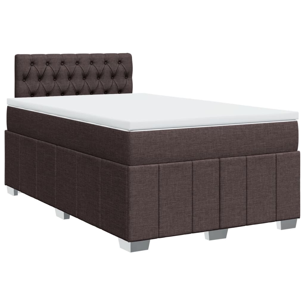 vidaXL Boxspring met matras stof donkerbruin 120x190 cm afbeelding