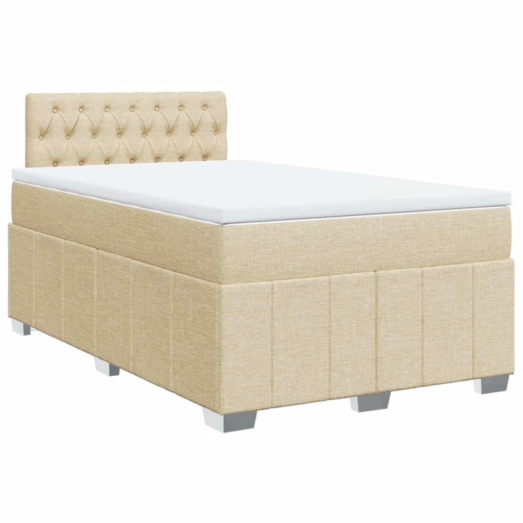 vidaXL Boxspring met matras stof crèmekleurig 120x190 cm afbeelding