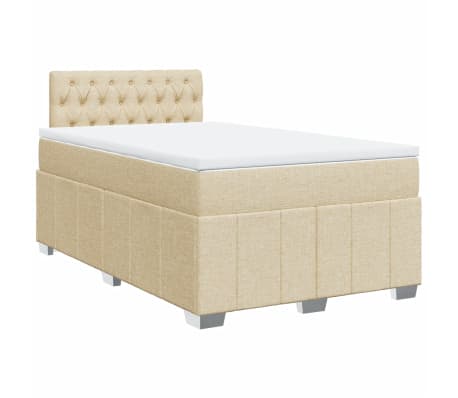 vidaXL Boxspring met matras stof cr&egrave;mekleurig 120x190 cm