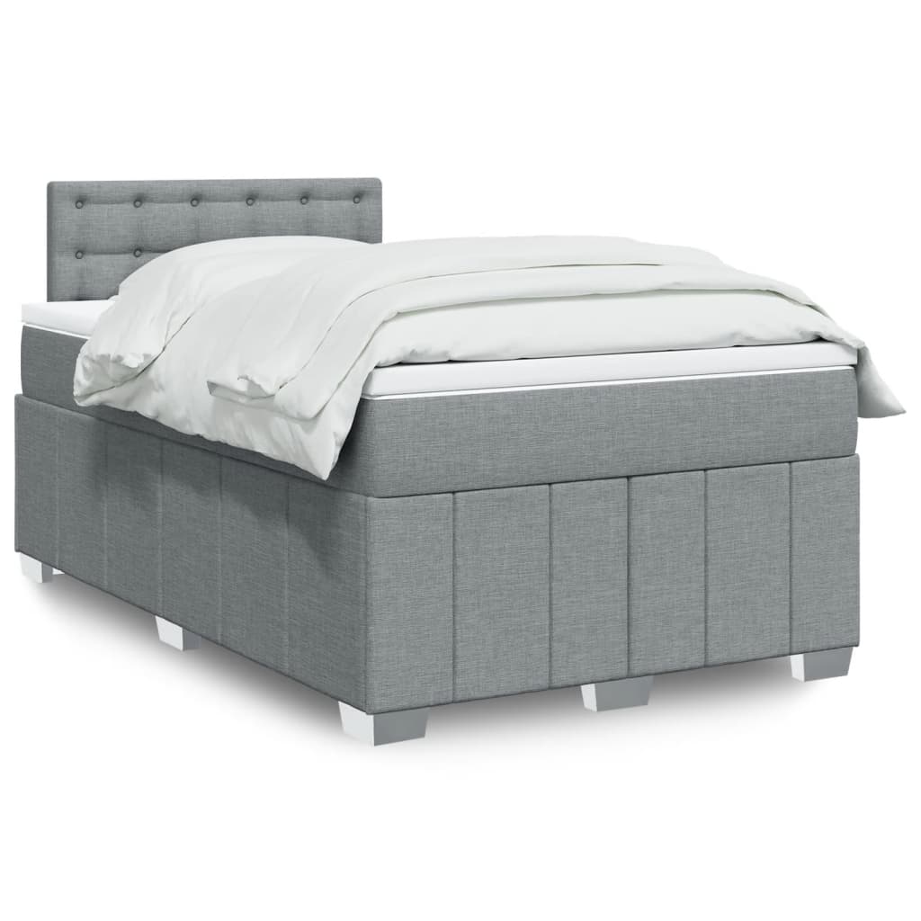 Boxspringbett mit Matratze Hellgrau 120×190 cm Stoff