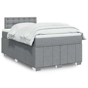 Boxspring postelja z vzmetnico svetlo siva 120x190 cm blago