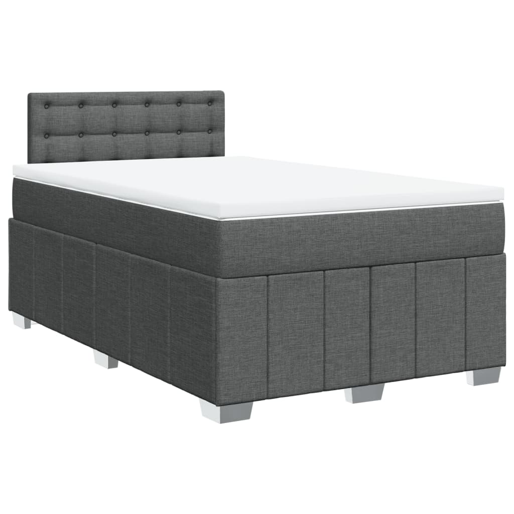 vidaXL Boxspring met matras stof donkergrijs 120x190 cm afbeelding