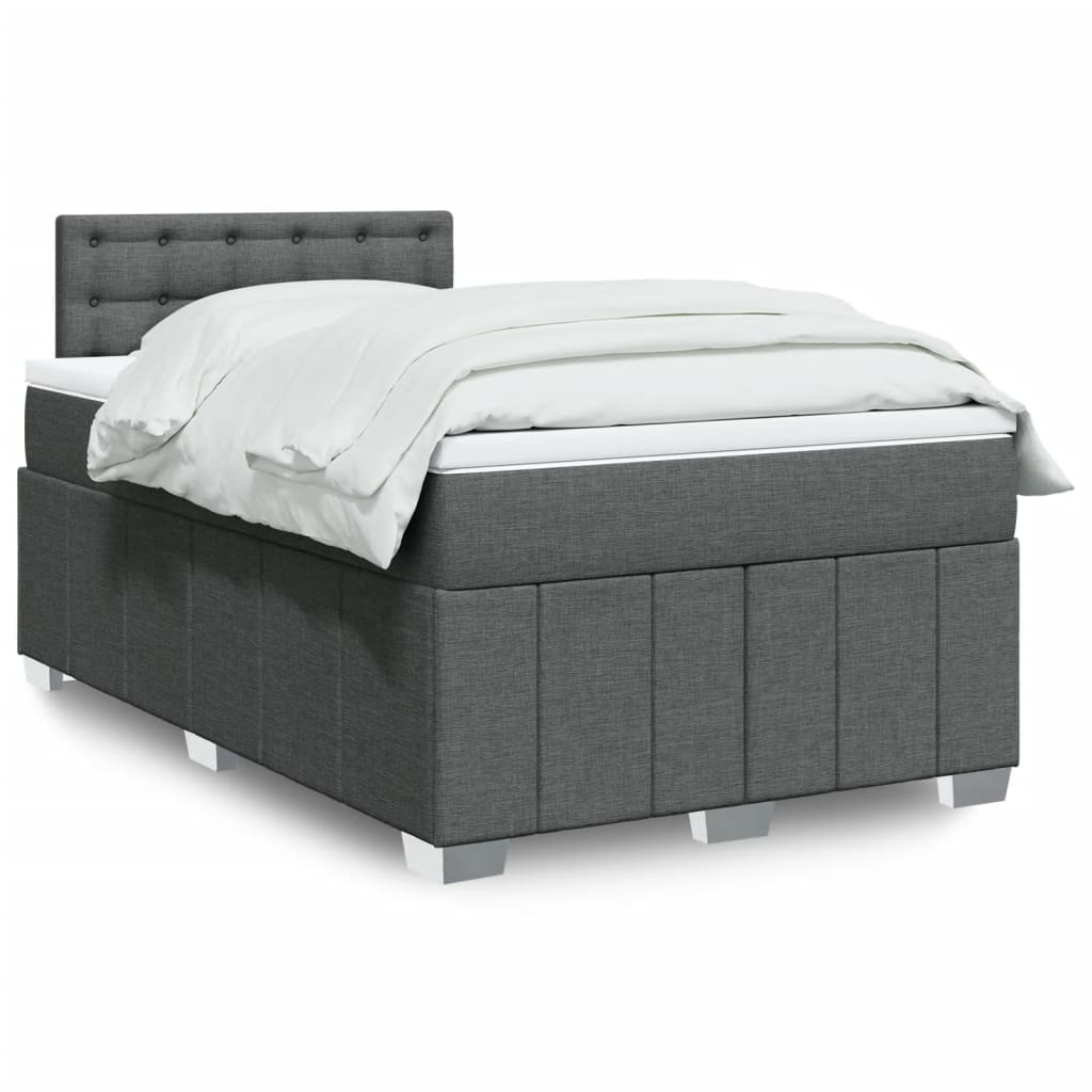 Boxspringbett mit Matratze Dunkelgrau 120×190 cm Stoff