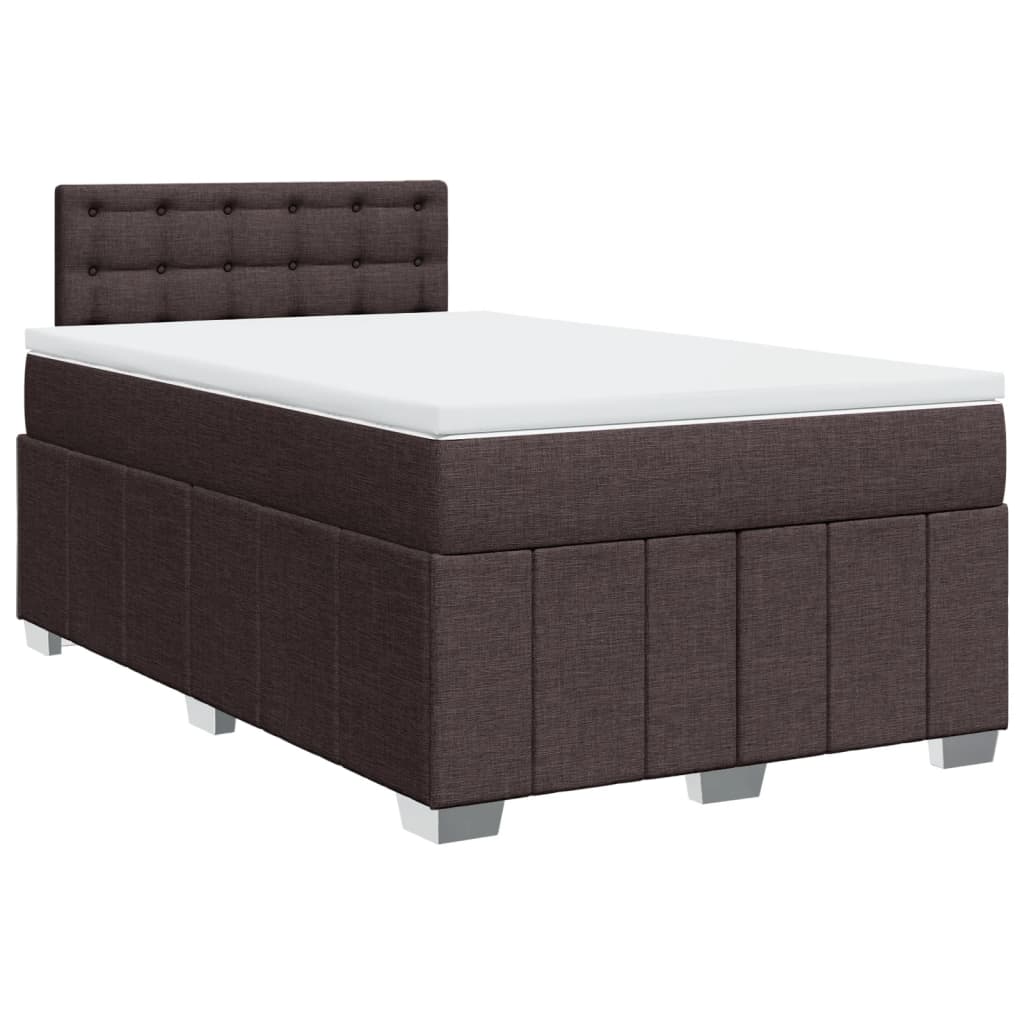 vidaXL Boxspring met matras stof donkerbruin 120x190 cm afbeelding
