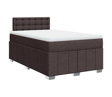 vidaXL Cama boxspring com colch&atilde;o 120x190 cm tecido castanho-escuro