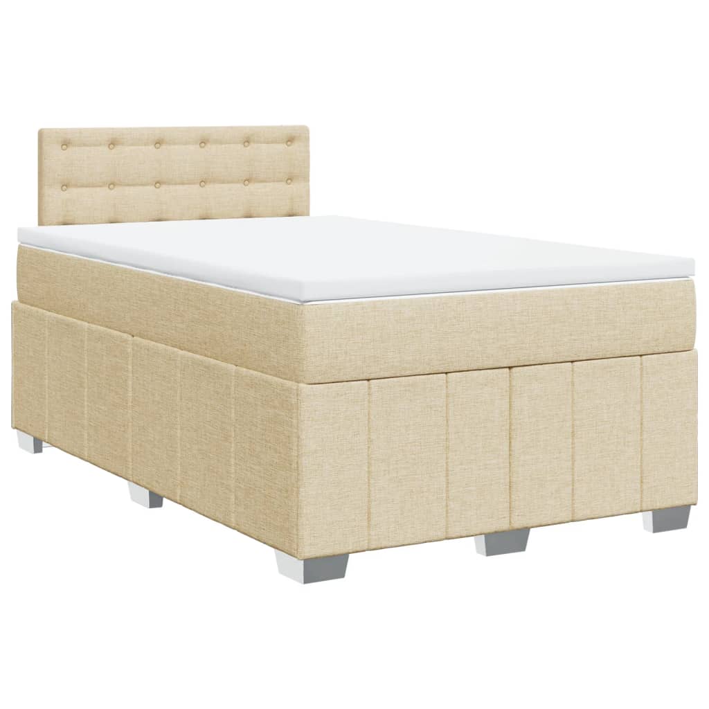 vidaXL Boxspring met matras stof crèmekleurig 120x190 cm afbeelding