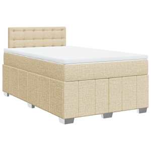 vidaXL Sommier &agrave; lattes de lit avec matelas cr&egrave;me 120x190 cm tissu