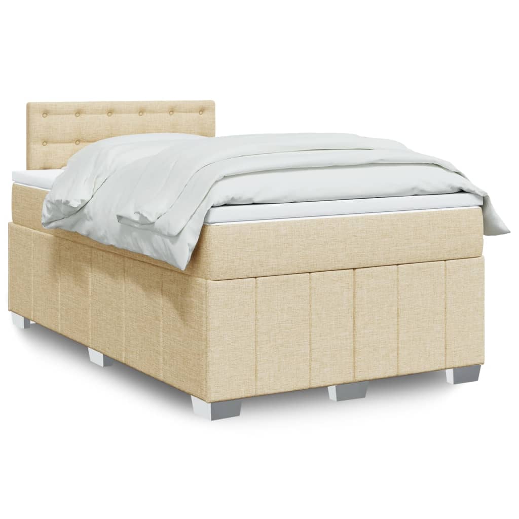 Boxspringbett mit Matratze Creme 120×190 cm Stoff