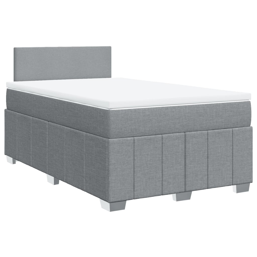 vidaXL Boxspring met matras stof lichtgrijs 120x200 cm afbeelding