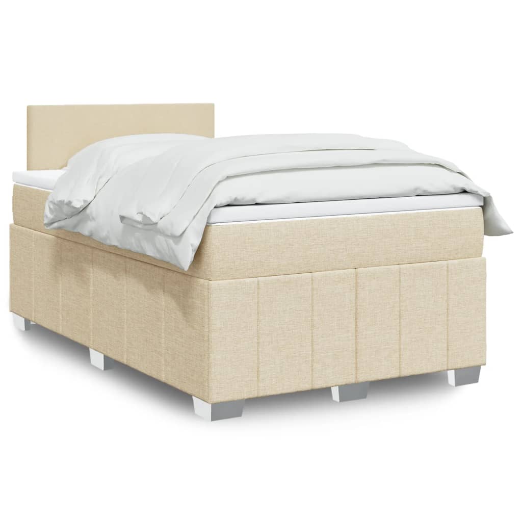 Boxspringbett mit Matratze Creme 120×200 cm Stoff