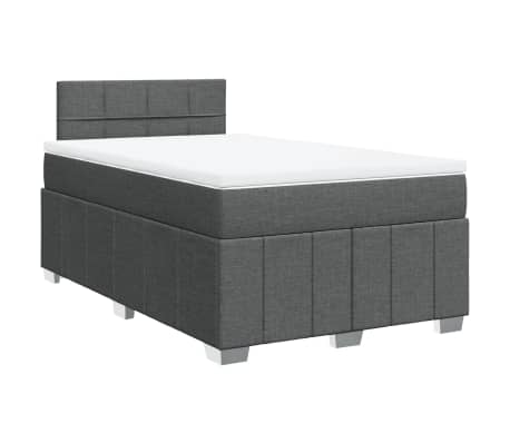 vidaXL Boxspringbett mit Matratze Dunkelgrau 120x200 cm Stoff