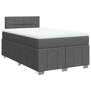 vidaXL Boxspringbett mit Matratze Dunkelgrau 120x200 cm Stoff