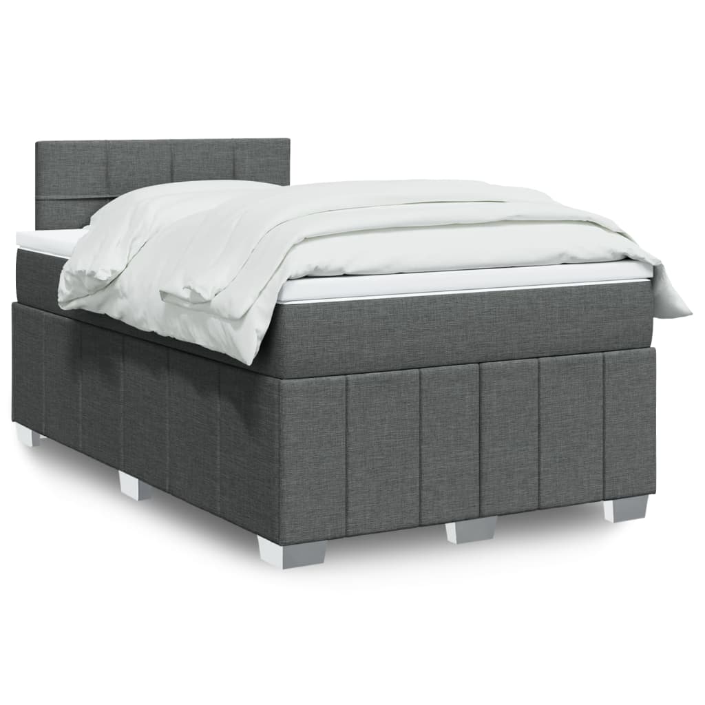 Boxspringbett mit Matratze Dunkelgrau 120×200 cm Stoff